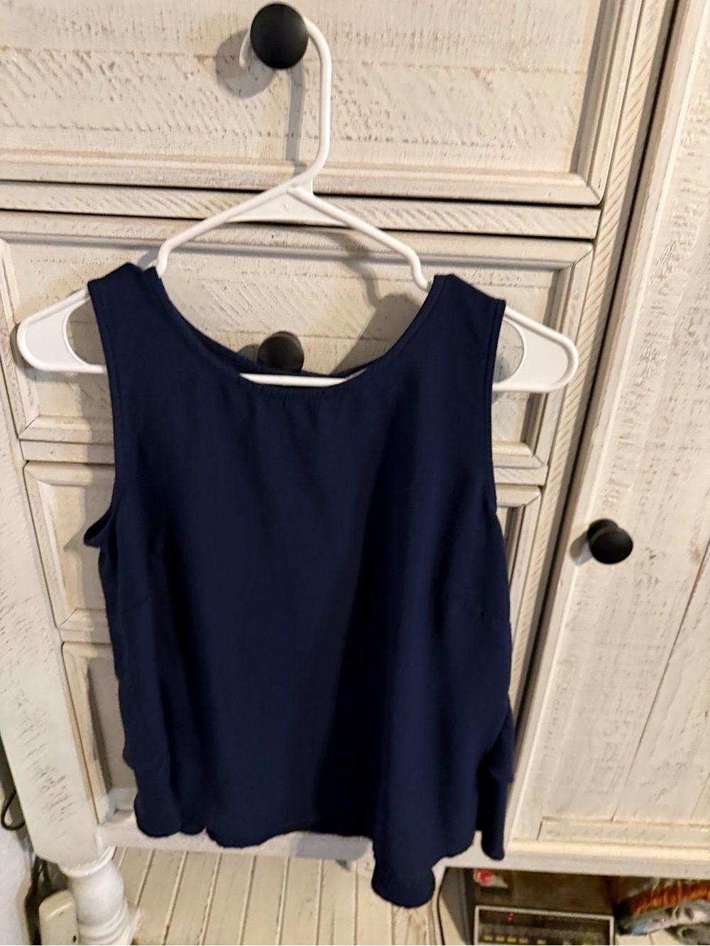 LOFT Navy Sleeveless Round-Neck Blouse